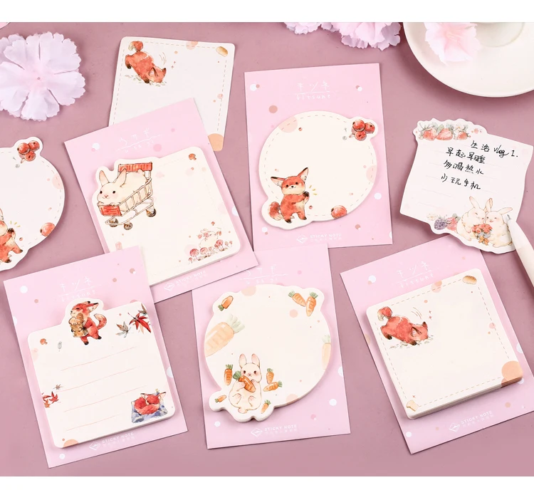 Kawaii Cartoon Rabbit/Fox Memo Pad Kawaii Cartoon Rabbit/Fox Memo Pad
