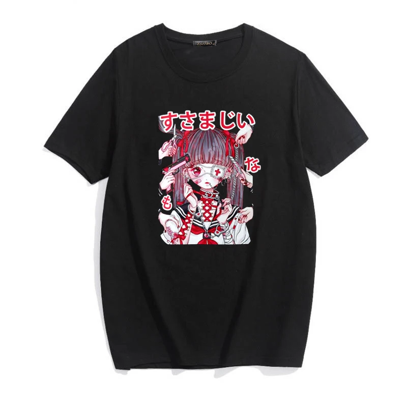 Anime Harajuku Ulzzang Vintage Punk Dark Grunge Streetwear T-Shirt For Female