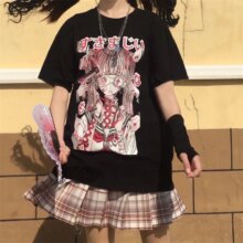 Anime Harajuku Ulzzang Vintage Punk Dark Grunge Streetwear T-Shirt For Female Anime Harajuku Ulzzang Vintage Punk Dark Grunge Streetwear T-Shirt For Female