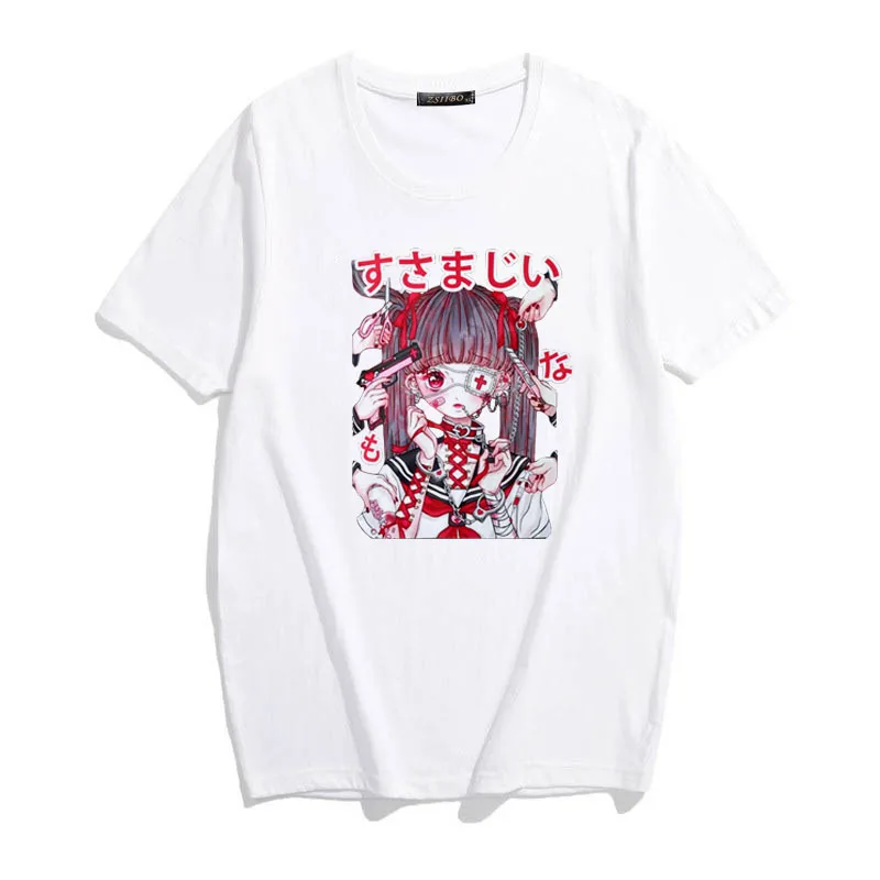 Anime Harajuku Ulzzang Vintage Punk Dark Grunge Streetwear T-Shirt For Female