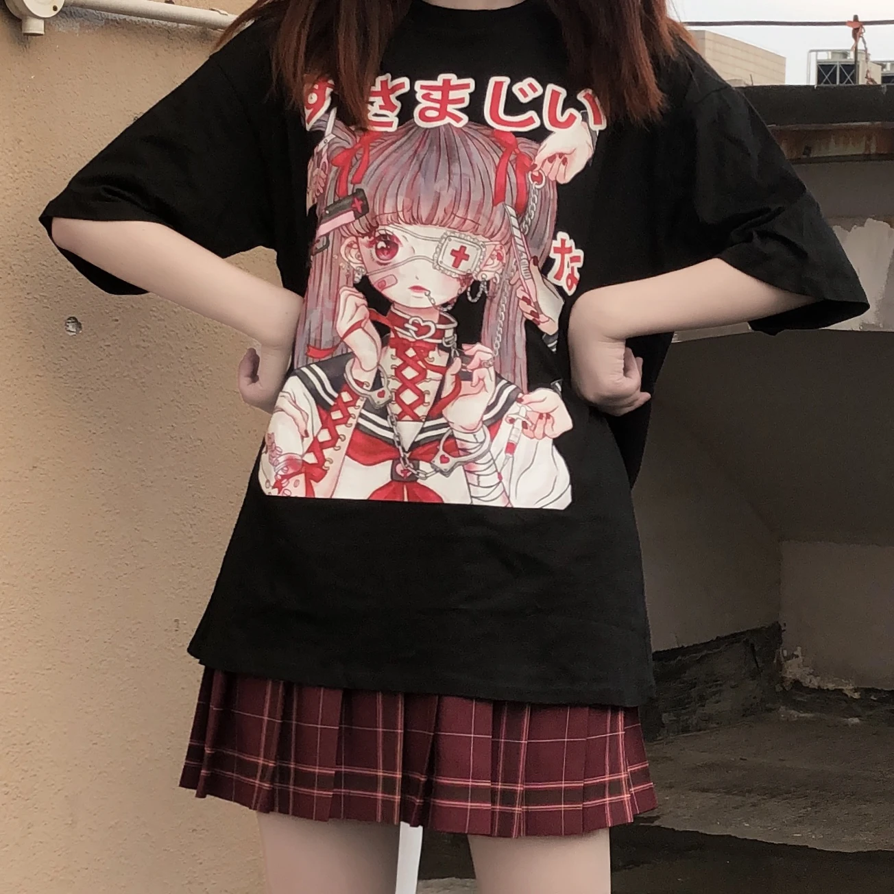 Anime Harajuku Ulzzang Vintage Punk Dark Grunge Streetwear T-Shirt For Female