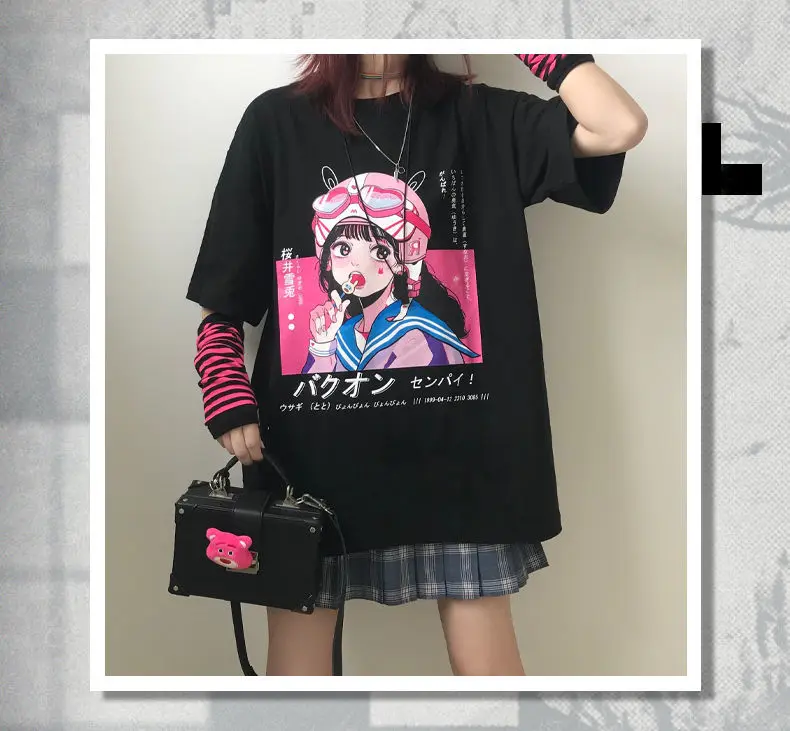 Harajuku Gothic Aesthetic Punk Dark Grunge Streetwear T-Shirt For Women