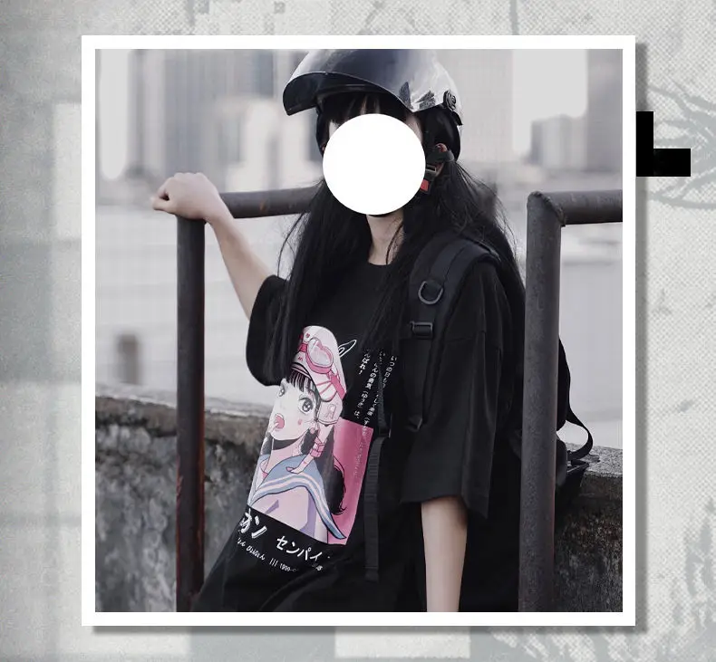 Harajuku Gothic Aesthetic Punk Dark Grunge Streetwear T-Shirt For Women