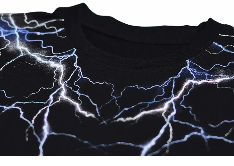 Harajuku Lightning Dark Hip Hop Short Sleeve Cotton T-Shirt