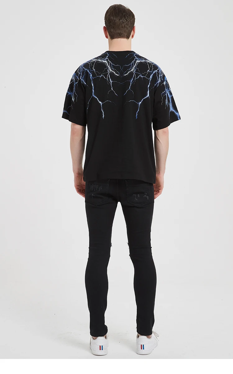 Harajuku Lightning Dark Hip Hop Short Sleeve Cotton T-Shirt