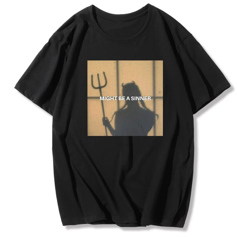 The Angles Protect Me The Demons Respect Me Print Harajuku T-Shirt