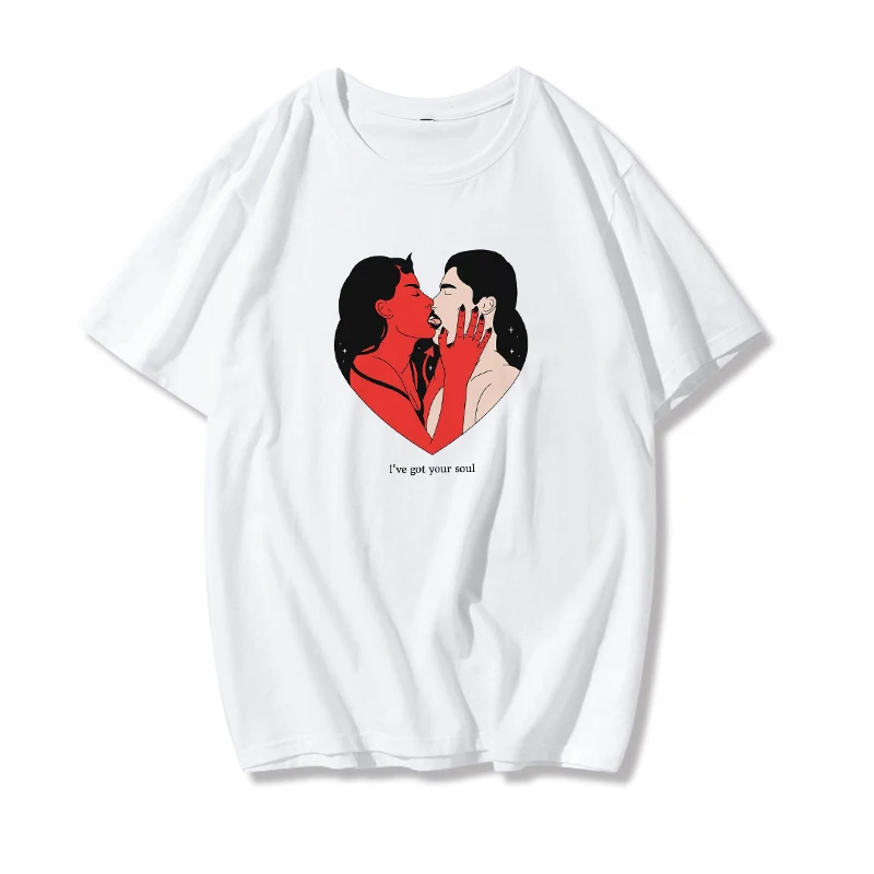 The Angles Protect Me The Demons Respect Me Print Harajuku T-Shirt