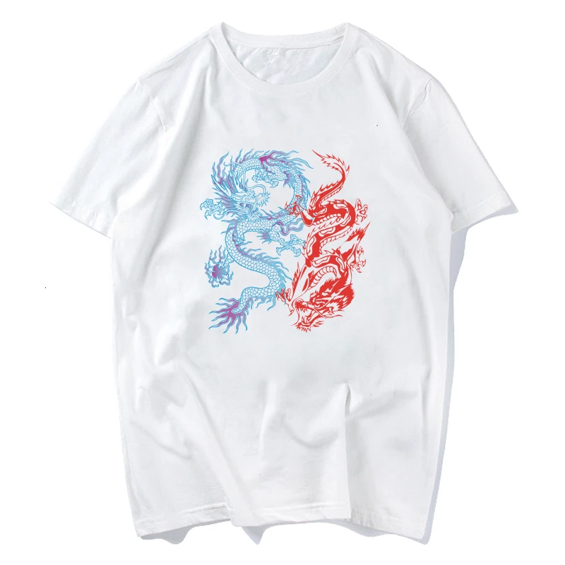 Dragon Pattern O-Neck Thirst Printing Casual Short-Sleeved T-Shirt