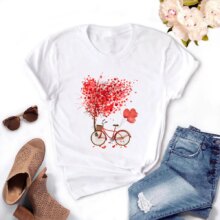 Kawaii Harajuku Bicycle Vogue Graphic T-Shirt For Women Kawaii Harajuku Bicycle Vogue Graphic T-Shirt For Women