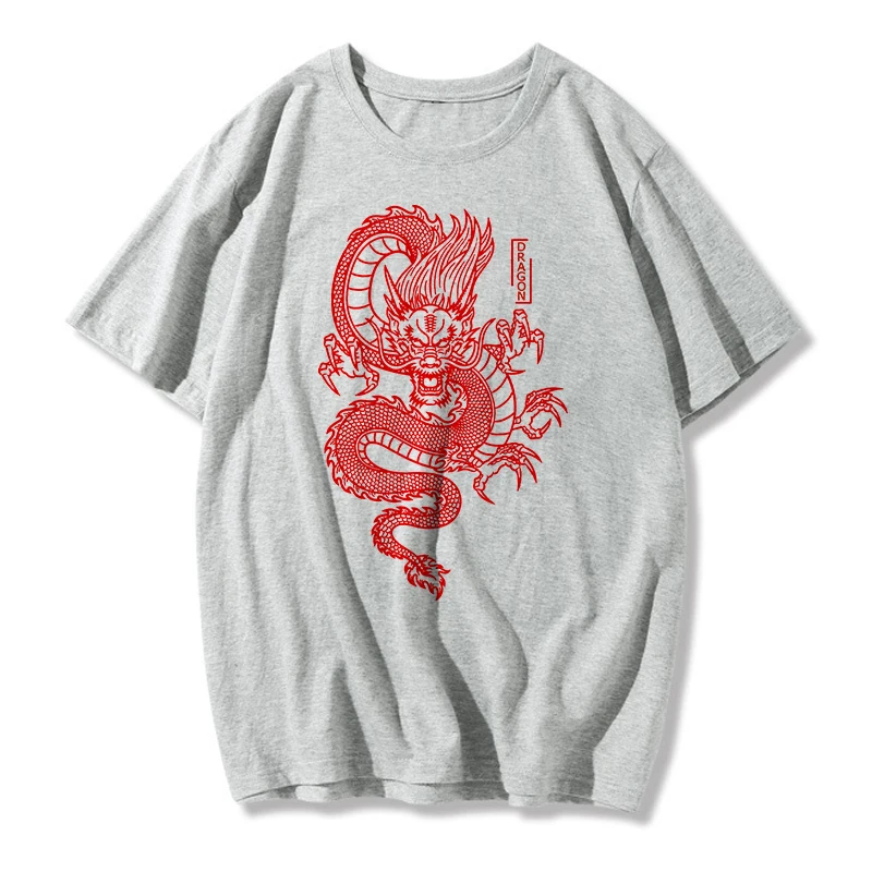Chinese Dragon Print Oversize Casual T-Shirt For Women