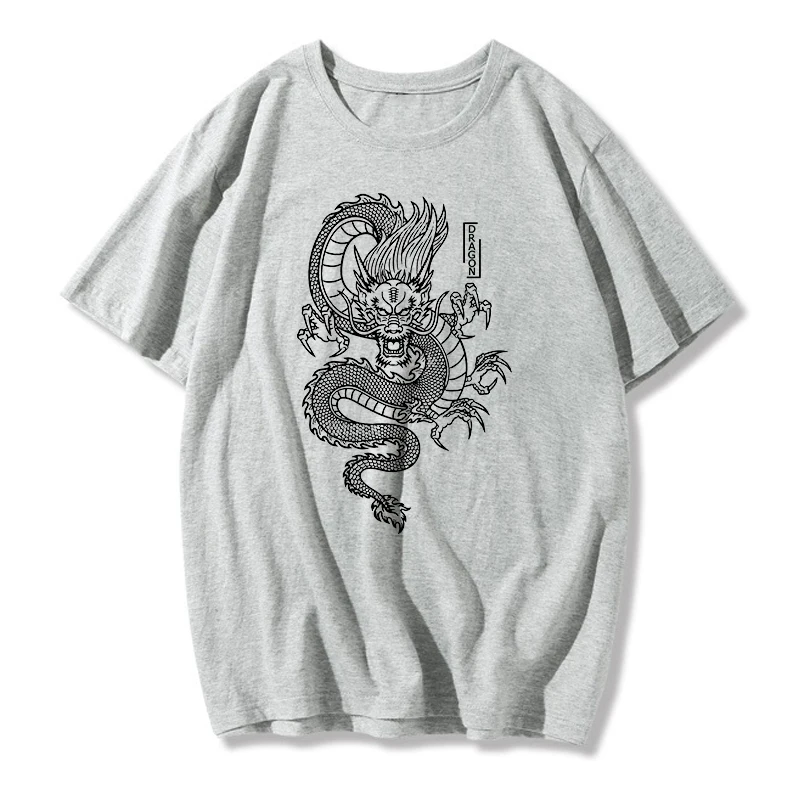 Chinese Dragon Print Oversize Casual T-Shirt For Women