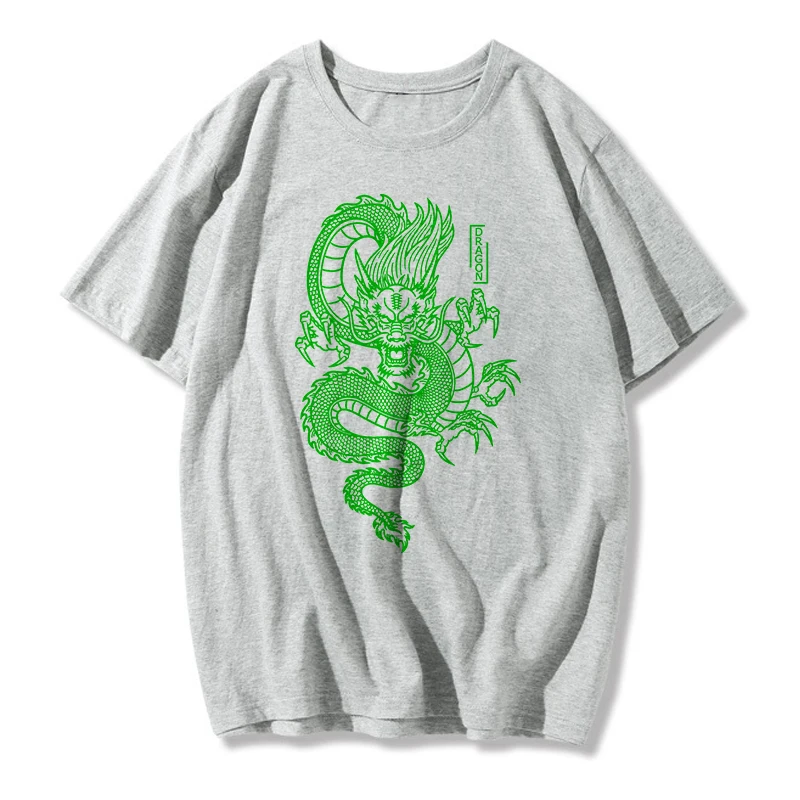 Chinese Dragon Print Oversize Casual T-Shirt For Women