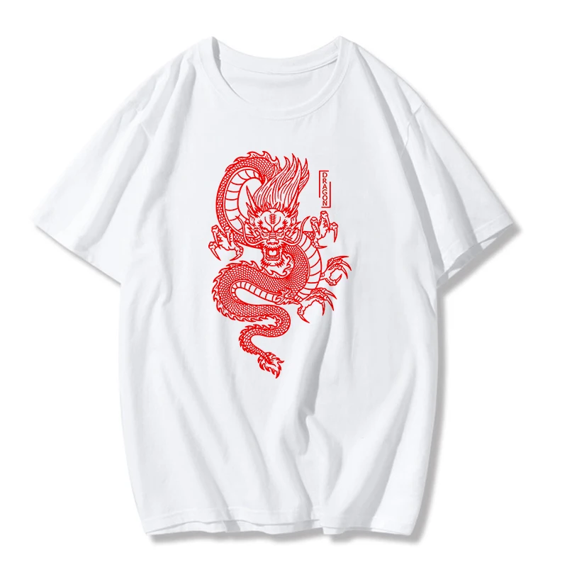 Chinese Dragon Print Oversize Casual T-Shirt For Women