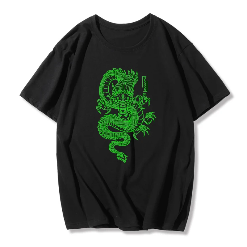 Chinese Dragon Print Oversize Casual T-Shirt For Women