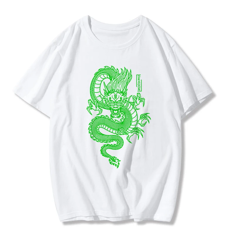 Chinese Dragon Print Oversize Casual T-Shirt For Women