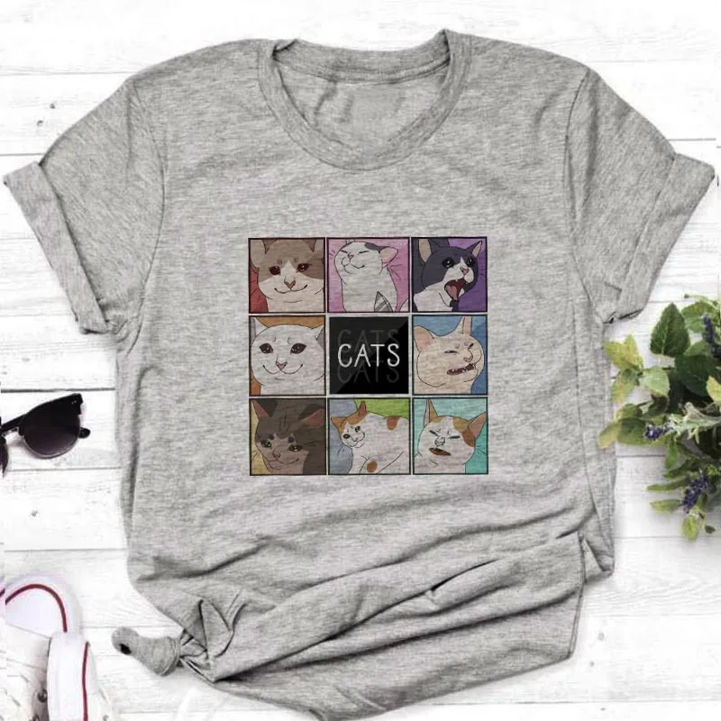 Cat Cartoon Harajuku Short Sleeve Casual T-Shirt
