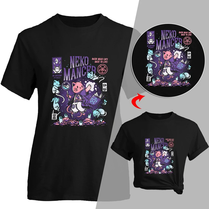 Harajuku Yf Neko Mancer Grunge Black Tee Satantic Gothic Witch T-Shirt