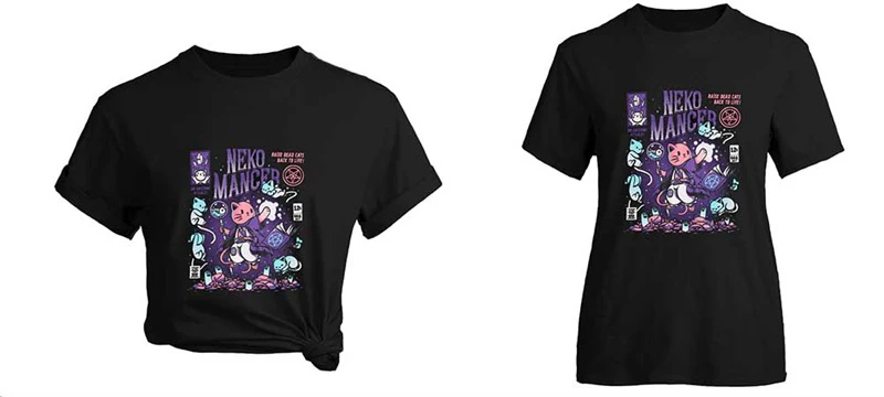 Harajuku Yf Neko Mancer Grunge Black Tee Satantic Gothic Witch T-Shirt