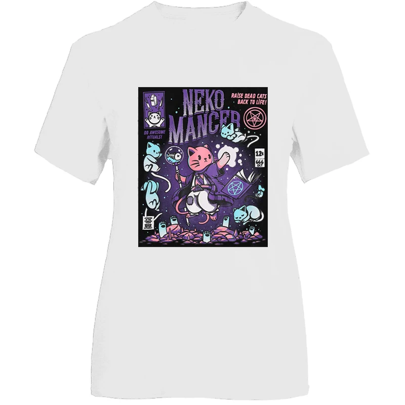 Harajuku Yf Neko Mancer Grunge Black Tee Satantic Gothic Witch T-Shirt