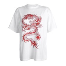 Chinese Style Dragon Printed Oversized Casual T-Shirt For Women Chinese Style Dragon Printed Oversized Casual T-Shirt For Women