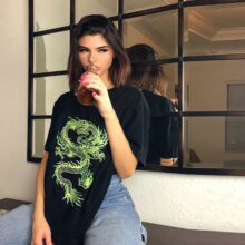 Chinese Style Dragon Printed Oversized Casual T-Shirt For Women Chinese Style Dragon Printed Oversized Casual T-Shirt For Women