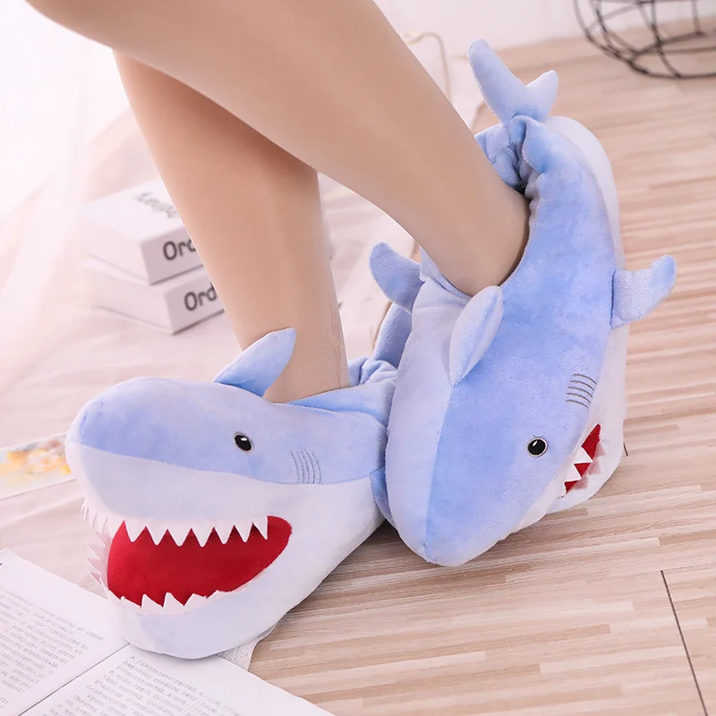 Shark Shape Warm Comfortable Indoor Plush Slippers Shoes