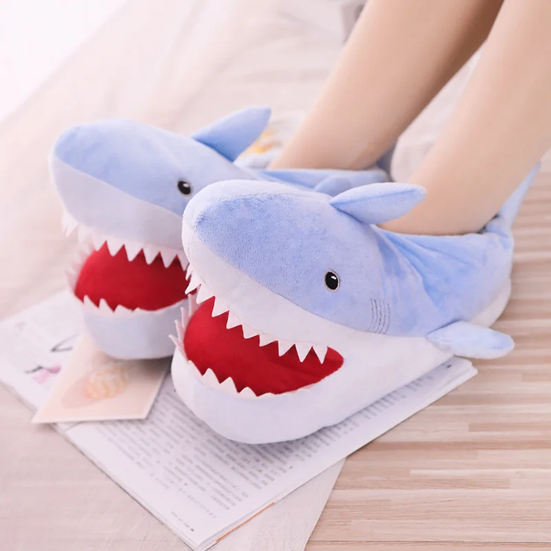 Shark Shape Warm Comfortable Indoor Plush Slippers Shoes