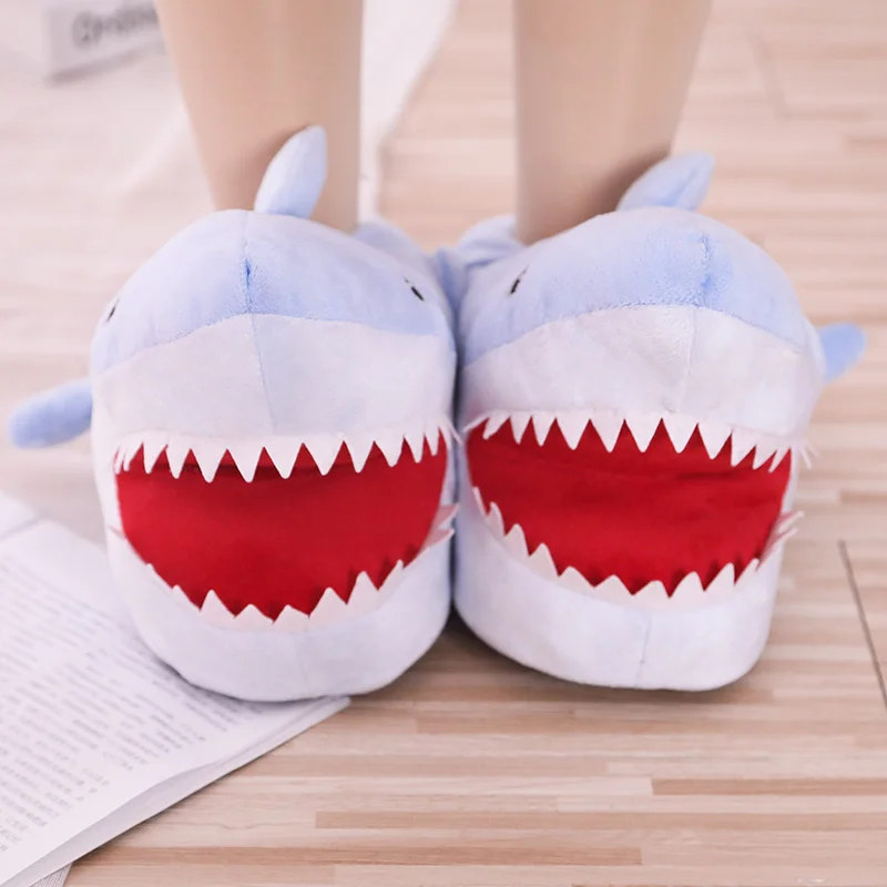 Shark Shape Warm Comfortable Indoor Plush Slippers Shoes
