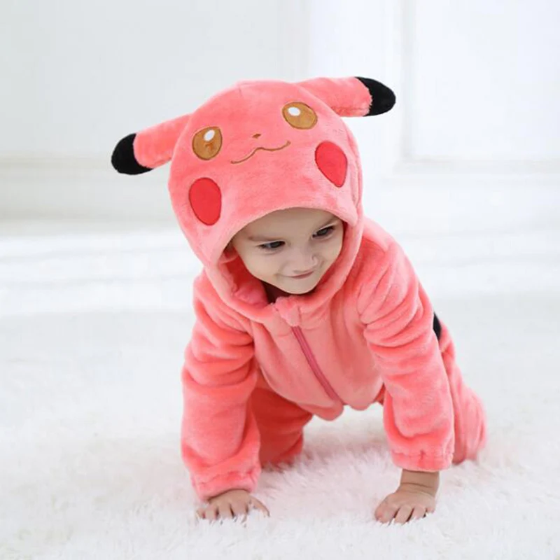 Yellow Pikachu Anime Kigurumi Onesies Pajamas Costume For Newborn Infant Baby