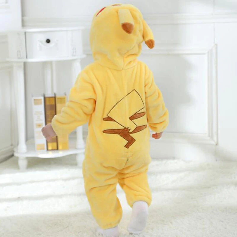 Yellow Pikachu Anime Kigurumi Onesies Pajamas Costume For Newborn Infant Baby