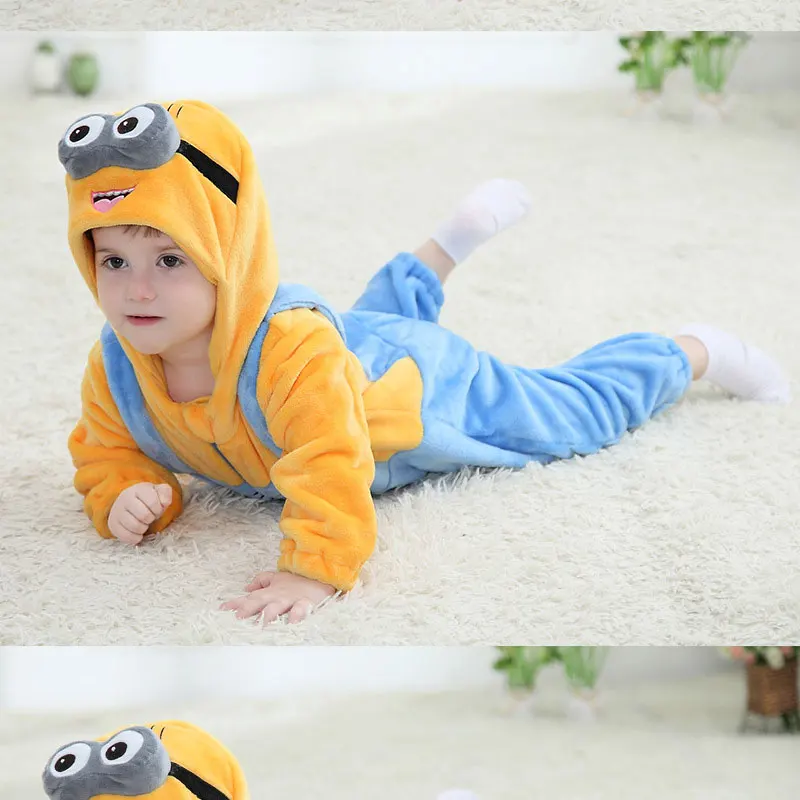 Minions Cartoon Kigurumis Onesie Pajama Costume For Infant Newborn Baby