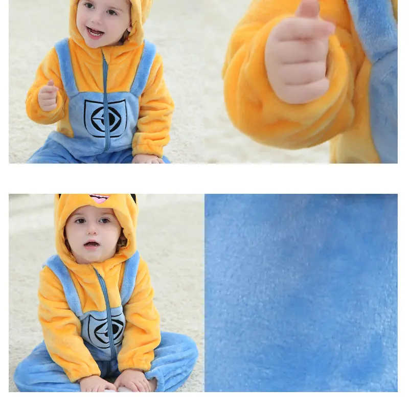 Minions Cartoon Kigurumis Onesie Pajama Costume For Infant Newborn Baby