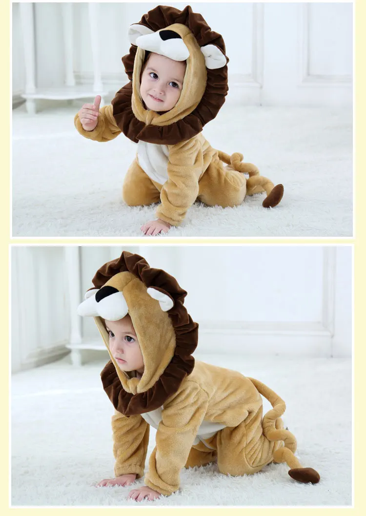 Kigurumis Onesie Lion Animal Long Sleeve Costume For Infant Baby