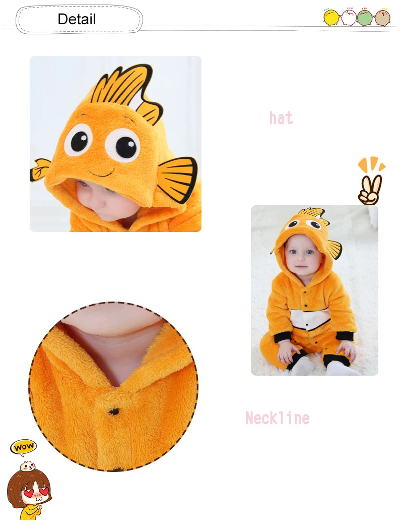 Carrot Cartoon Kigurumi Onesie Pajamas Costume For Newborn Baby