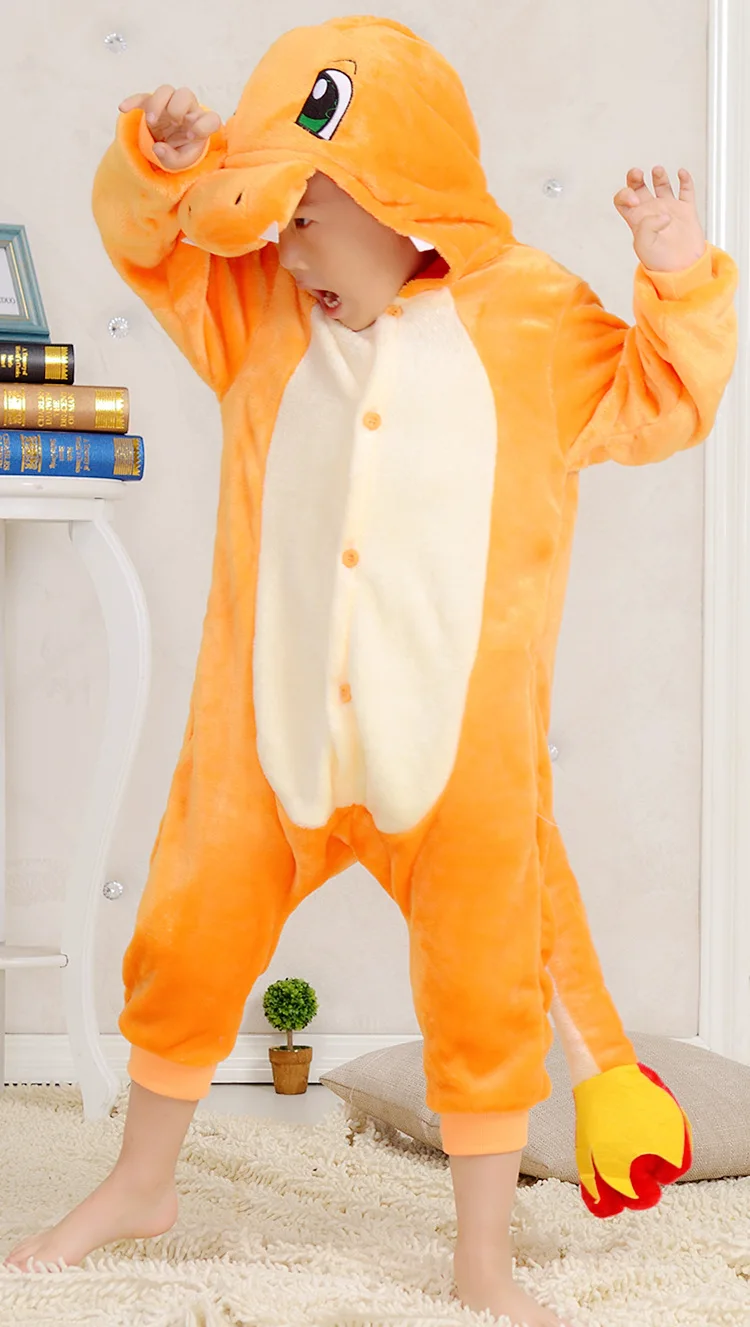 Kigurumi Onesie Charmander Dinosaur Cartoon Costume For Kids Kigurumi Onesie Charmander Dinosaur Cartoon Costume For Kids
