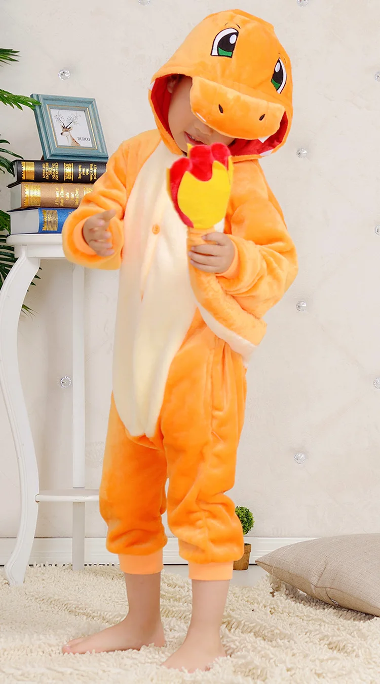 Kigurumi Onesie Charmander Dinosaur Cartoon Costume For Kids Kigurumi Onesie Charmander Dinosaur Cartoon Costume For Kids