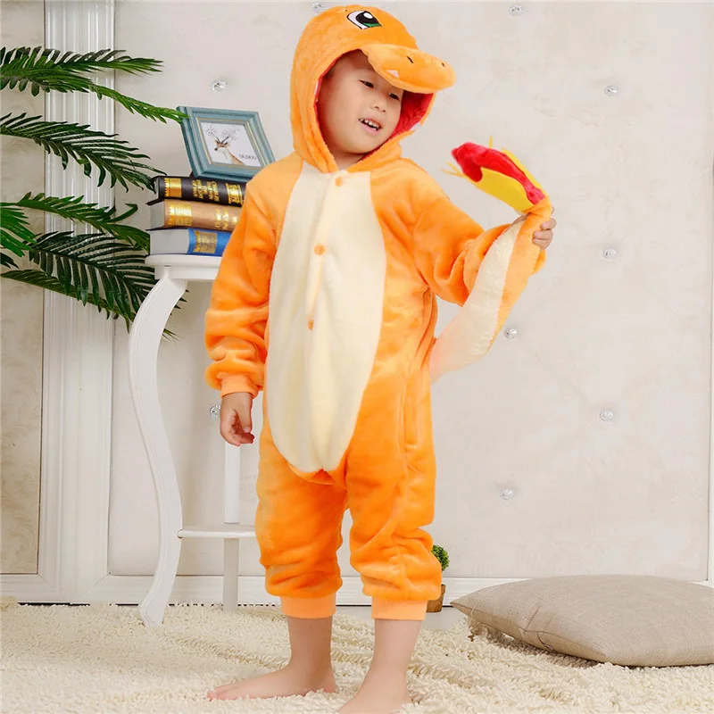 Kigurumi Onesie Charmander Dinosaur Cartoon Costume For Kids Kigurumi Onesie Charmander Dinosaur Cartoon Costume For Kids
