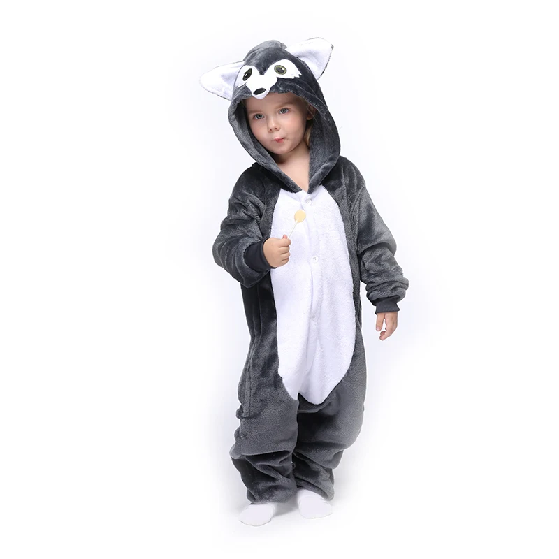 Wolf Animal Kigurumis Onesie Pajamas Costume For Kids