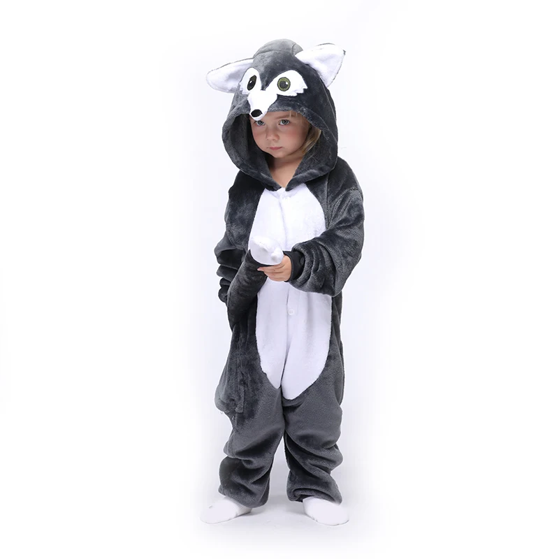 Wolf Animal Kigurumis Onesie Pajamas Costume For Kids