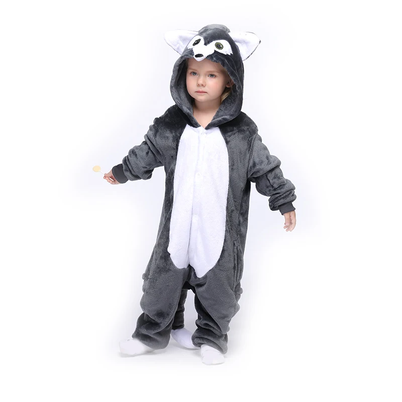 Wolf Animal Kigurumis Onesie Pajamas Costume For Kids
