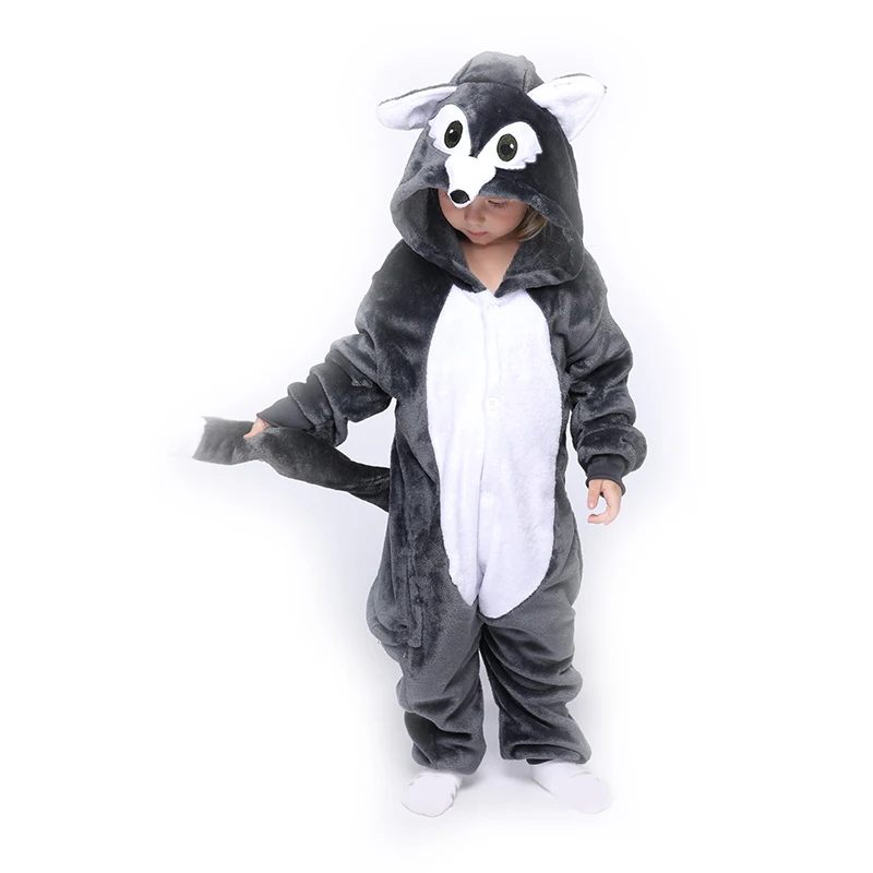 Wolf Animal Kigurumis Onesie Pajamas Costume For Kids