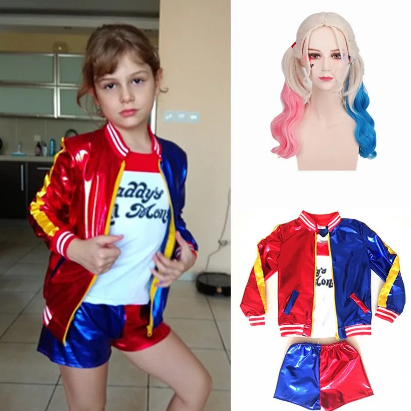 Harley Quinn Suicide Squad Jacket Costumes With Wig & Gloves Harley Quinn Suicide Squad Jacket Costumes With Wig & Gloves