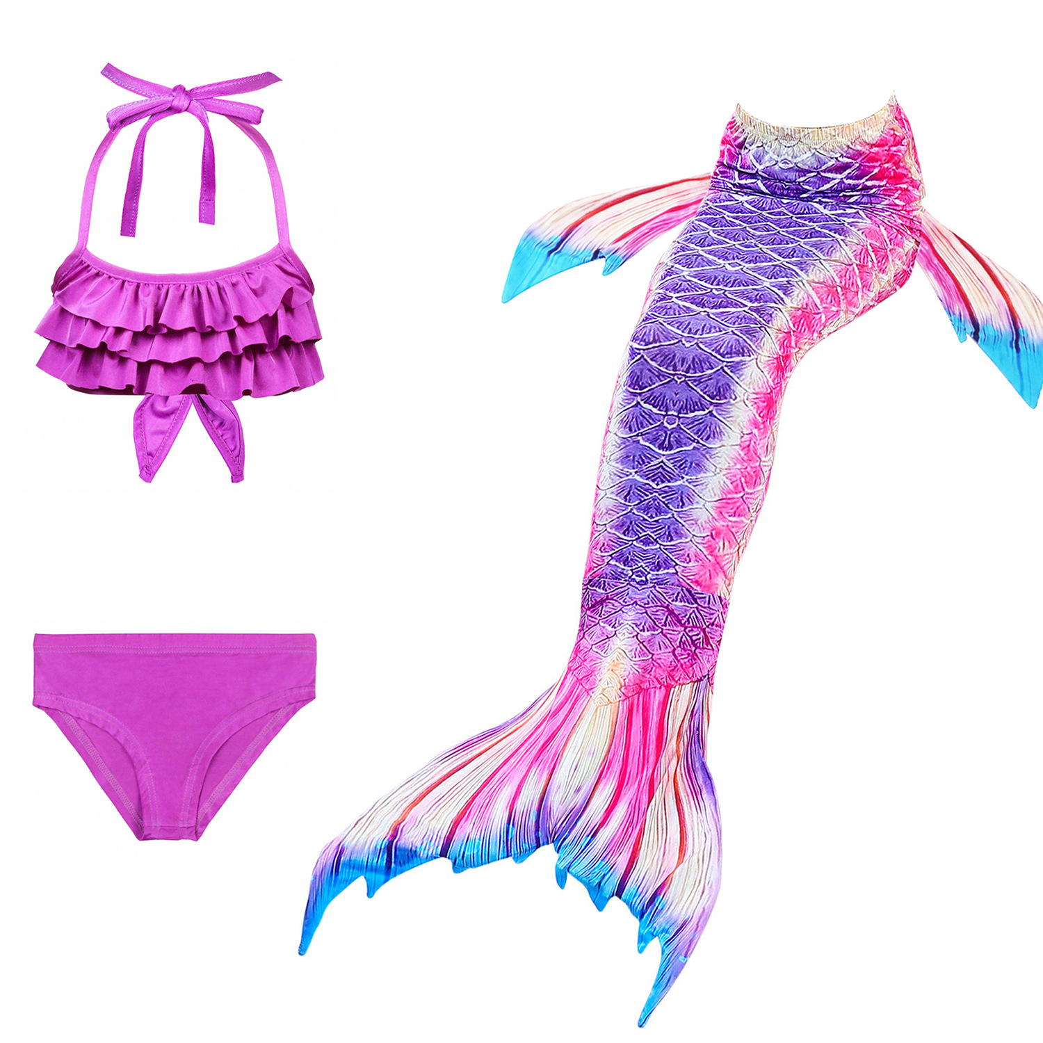Mermaid Bikini Swimsuit With Flipper Monofin Costume