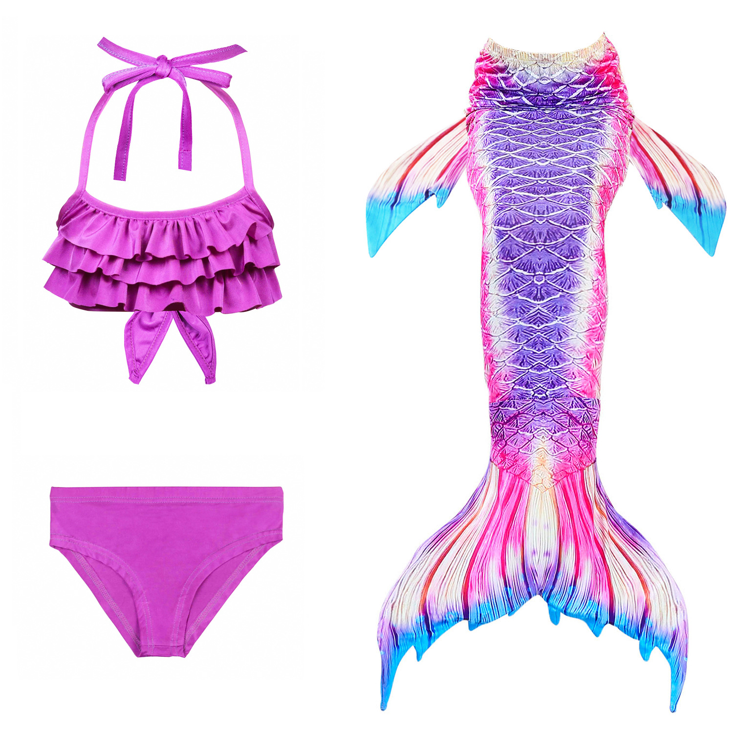 Mermaid Bikini Swimsuit With Flipper Monofin Costume