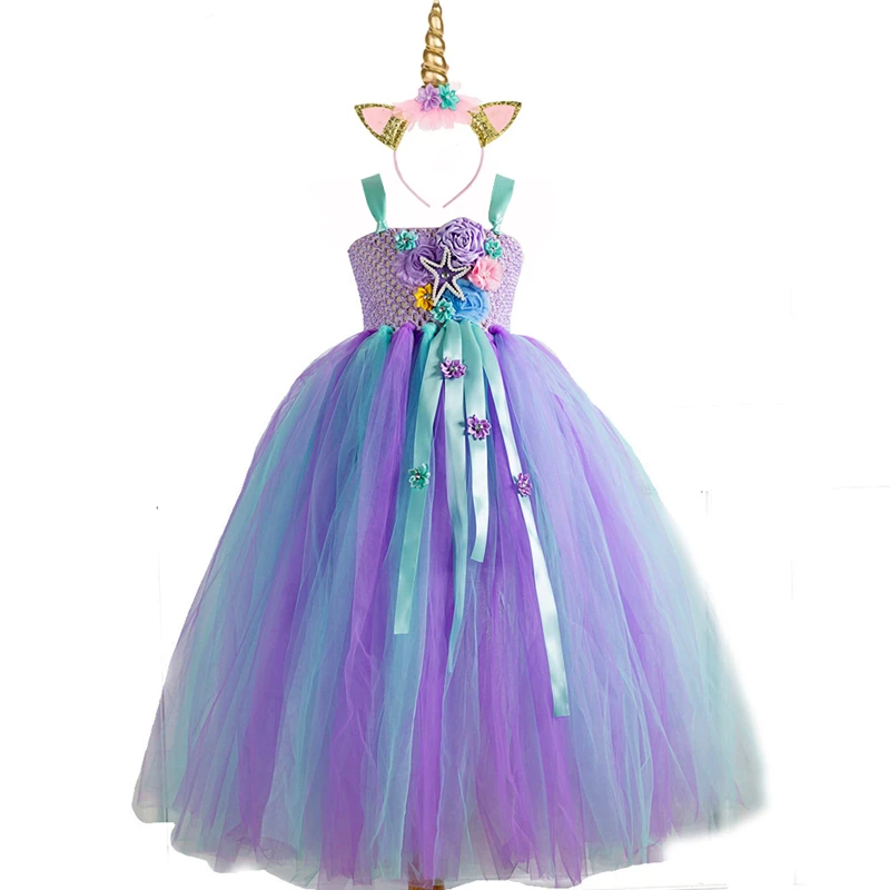 Rainbow Unicorn Candy Princess Dress Costume For Kids