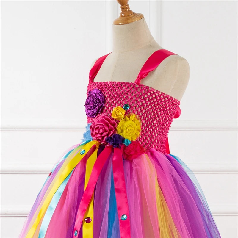 Rainbow Unicorn Candy Princess Dress Costume For Kids