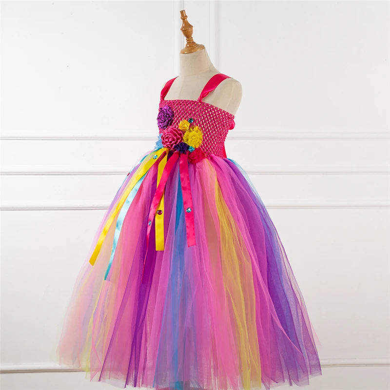 Rainbow Unicorn Candy Princess Dress Costume For Kids