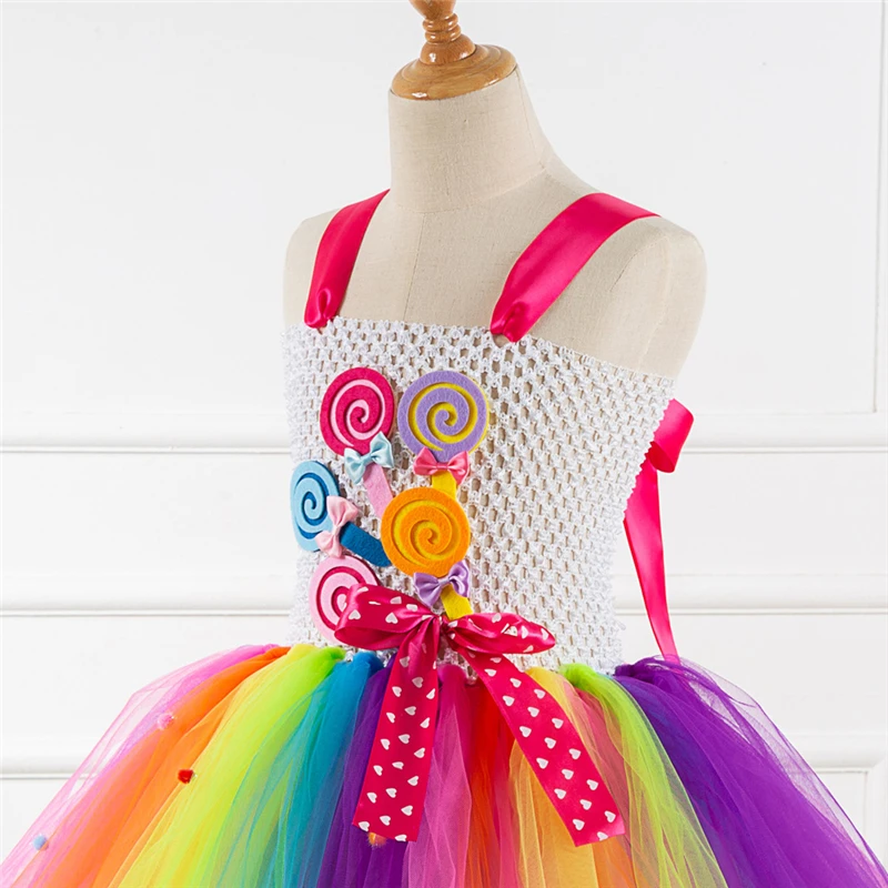 Rainbow Unicorn Candy Princess Dress Costume For Kids