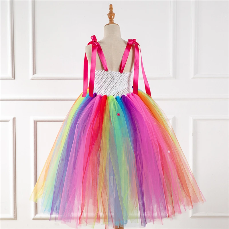 Rainbow Unicorn Candy Princess Dress Costume For Kids