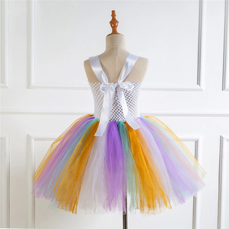 Rainbow Unicorn Candy Princess Dress Costume For Kids